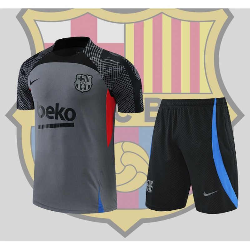 Camiseta Barcelona Training Suit Short Sleeve Kit Black Grey 22/23