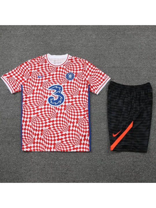 Camiseta Chelsea Training Suit Short Sleeve Kit Red and White 22/23
