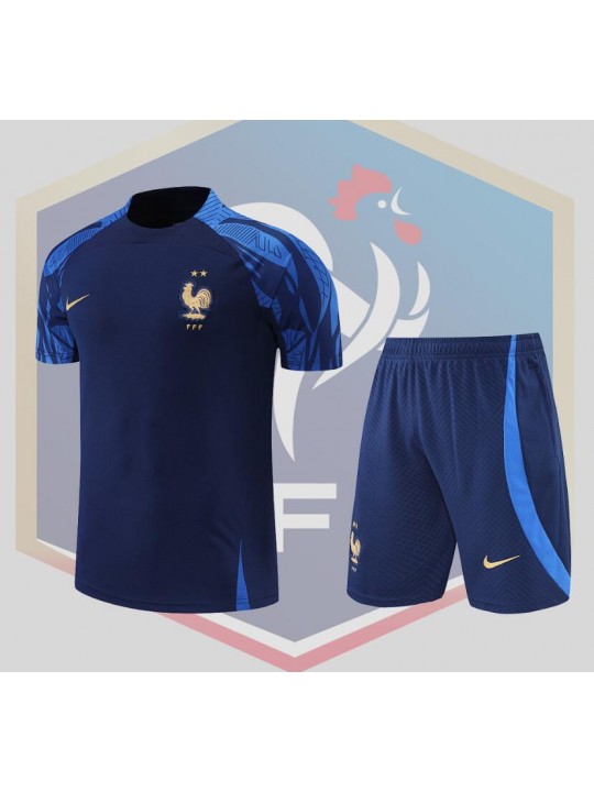 Camiseta France Training Suit Short Sleeve Kit Blue  2022