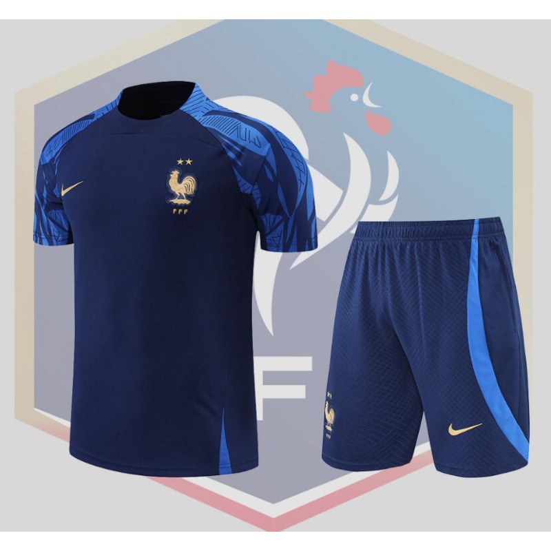 Camiseta France Training Suit Short Sleeve Kit Blue  2022