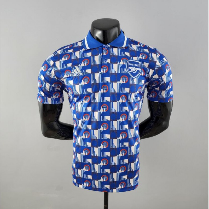 Camiseta Polo Arsenal Blue and White Plaid 22/23