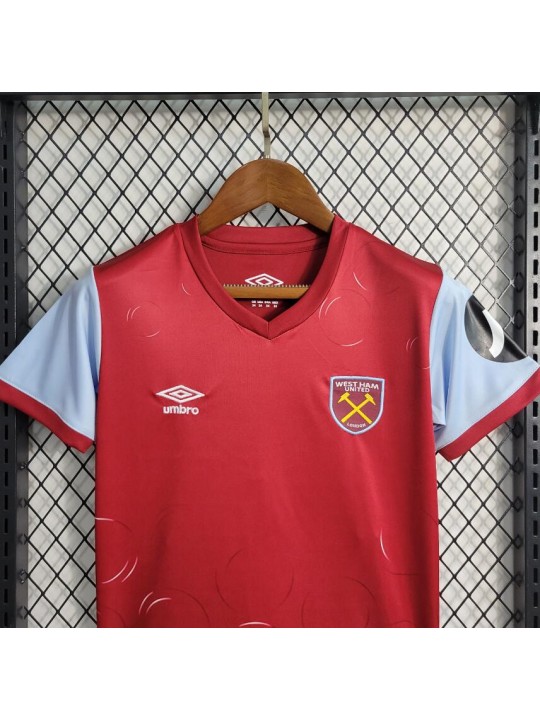Camiseta West Ham United 1ª Equipación 23/24 Niño