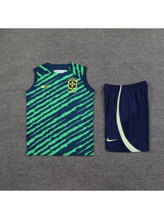 Camiseta De Fútbol Sin Mangas BRASIL Pre-Match 2022 +Pantalones