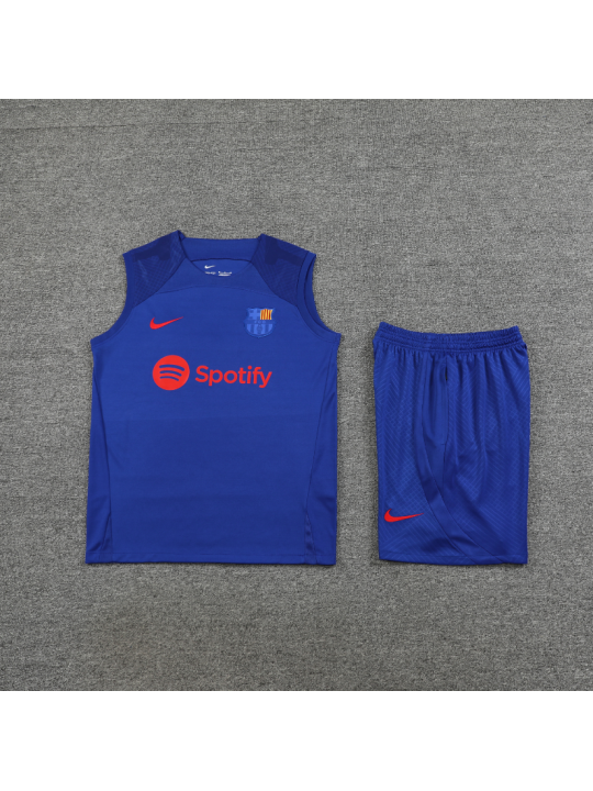 Camiseta Sin Mangas Barcelona Pre-Match 23/24 Azul + Pantalones