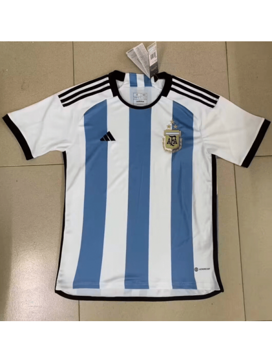 CAMISETA ARGENTINA PRIMERA EQUIPACIÓN Mundial Qatar 2022 Niño 3 Estrellas