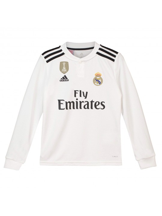 Camiseta de la Primera equipación del Real Madrid 2018-19 de manga larga para niños