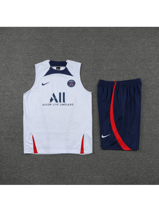 Camiseta De Fútbol Sin Mangas PSG Pre-Match 22/23 Blanca + Pantalones