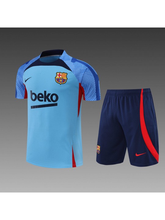 Camiseta 22/23 Barcelona Entreno Equipacion Manga Corta Azul