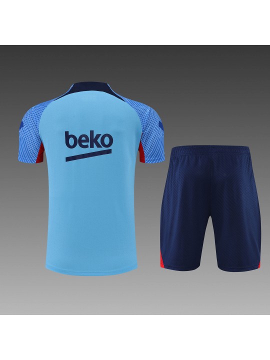 Camiseta 22/23 Barcelona Entreno Equipacion Manga Corta Azul