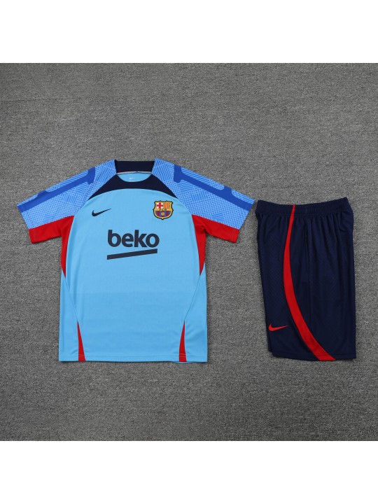 Camiseta 22/23 Barcelona Entreno Equipacion Manga Corta Azul