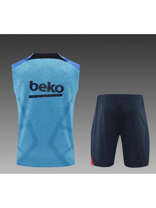 Camiseta De Fútbol Sin Mangas Barcelona 22/23 Azul + Pantalone