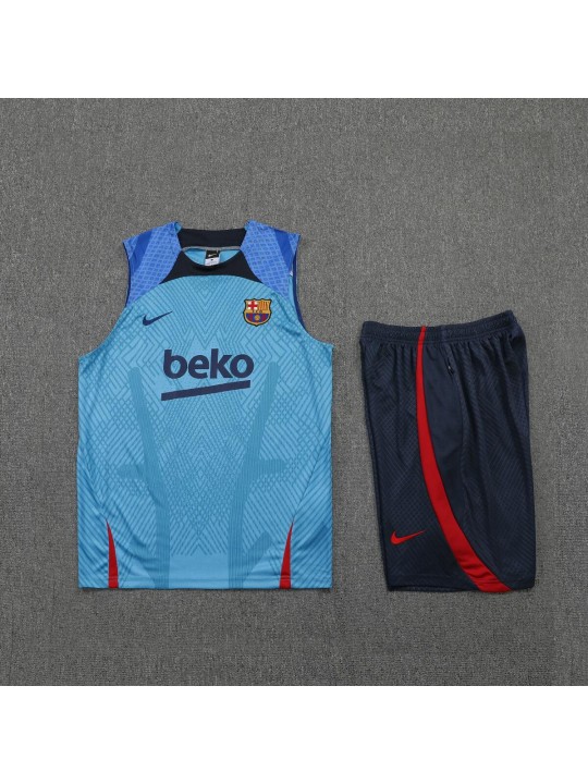 Camiseta De Fútbol Sin Mangas Barcelona 22/23 Azul + Pantalone