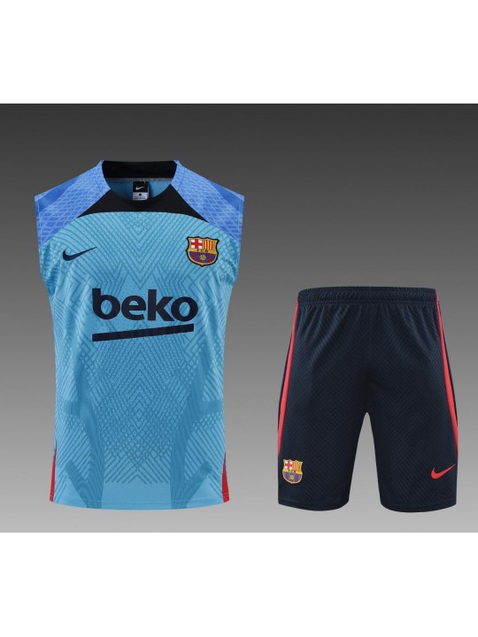 Camiseta De Fútbol Sin Mangas Barcelona 22/23 Azul + Pantalone