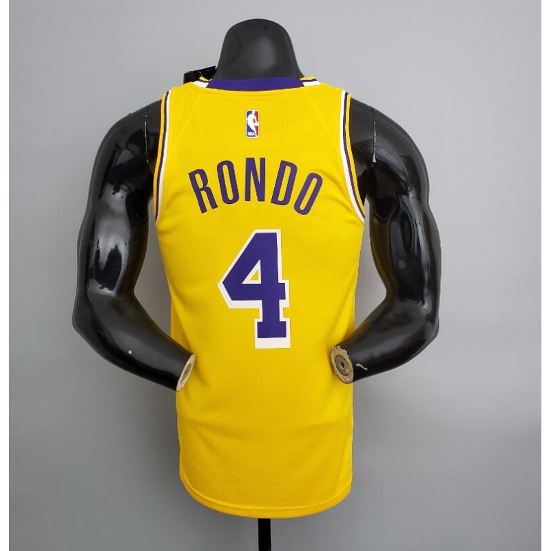 Camiseta Lakers Rondo#4 Crew Neck Yellow