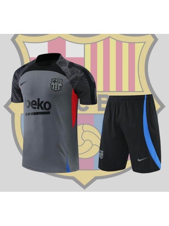 Camiseta Barcelona Training Suit Short Sleeve Kit Black Grey 22/23