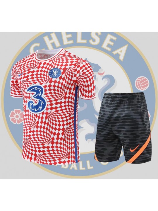 Camiseta Chelsea Training Suit Short Sleeve Kit Red and White 22/23