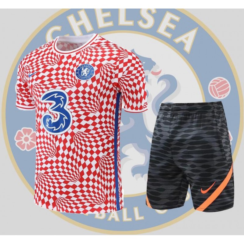 Camiseta Chelsea Training Suit Short Sleeve Kit Red and White 22/23