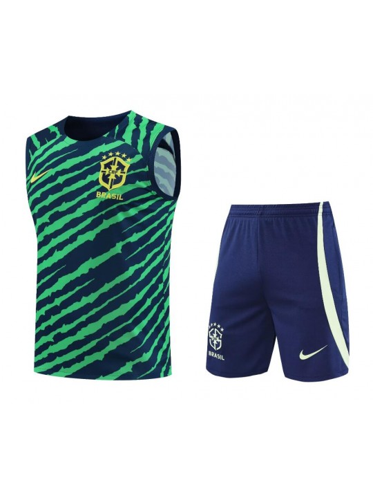Camiseta De Fútbol Sin Mangas BRASIL Pre-Match 2022 +Pantalones