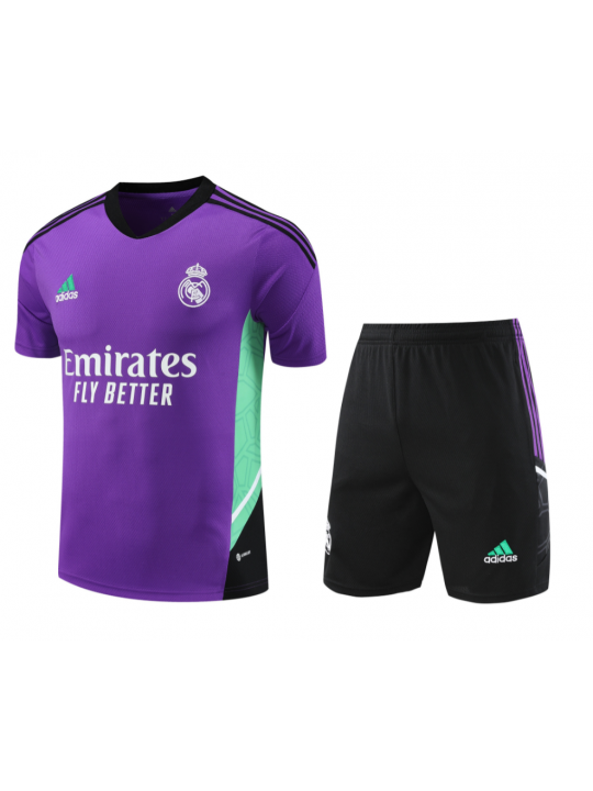 Camiseta Real Madrid CF Pre-Match 2022-2023 Púrpura + Pantalones