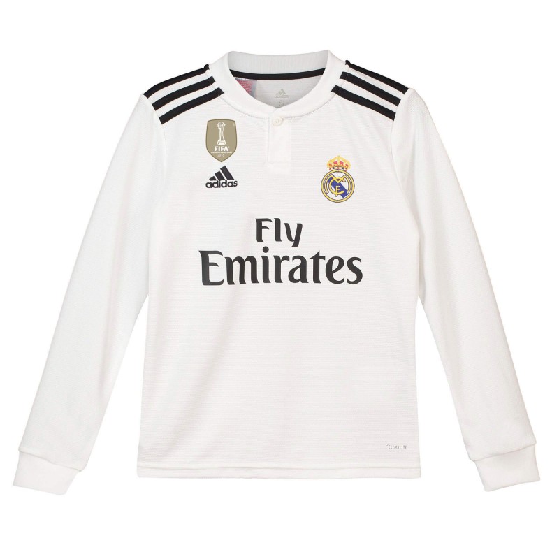 Camiseta de la Primera equipación del Real Madrid 2018-19 de manga larga para niños