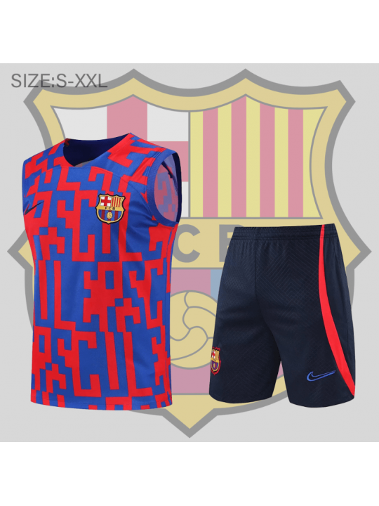 Camiseta De Fútbol Sin Mangas Barcelona 22/23 ROJA Y AZUL + Pantalones