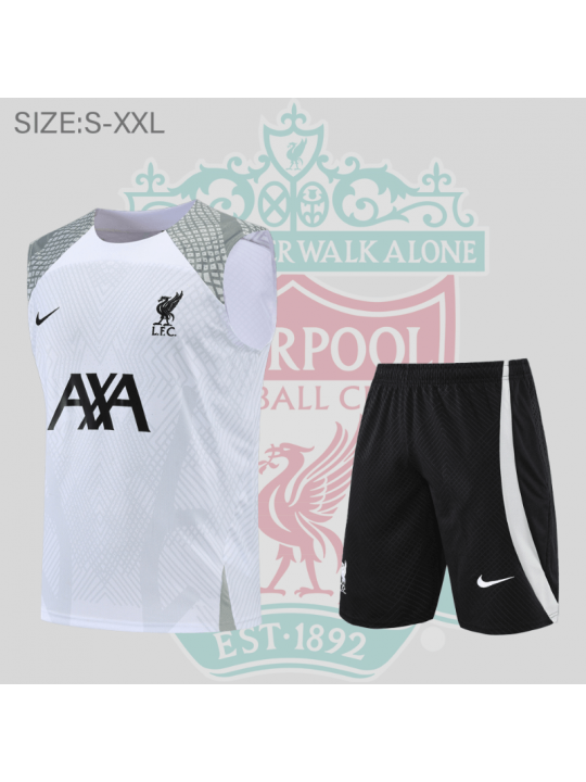 Camiseta De Fútbol Sin Mangas Liverpool Pre-Match 22/23 Blanco + Pantalones