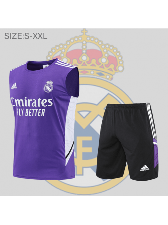 Camiseta De Fútbol Sin Mangas Real Madrid Pre-match 22/23 + Pantalones