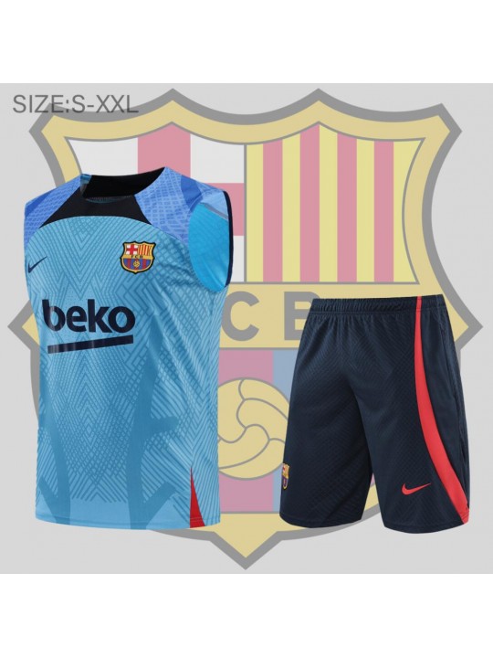 Camiseta De Fútbol Sin Mangas Barcelona 22/23 Azul + Pantalone